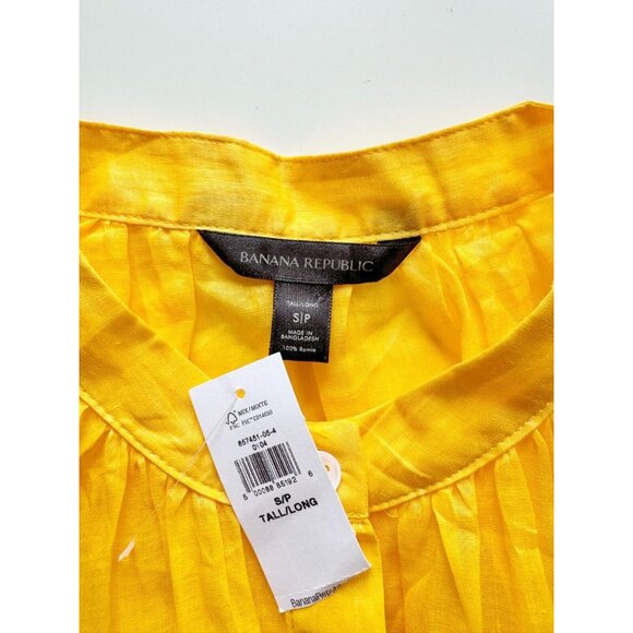 NWT BANANA REPUBLIC Golden Hour Yellow Oversized Ramie Shirt Blouse, Size S - Picture 10 of 12